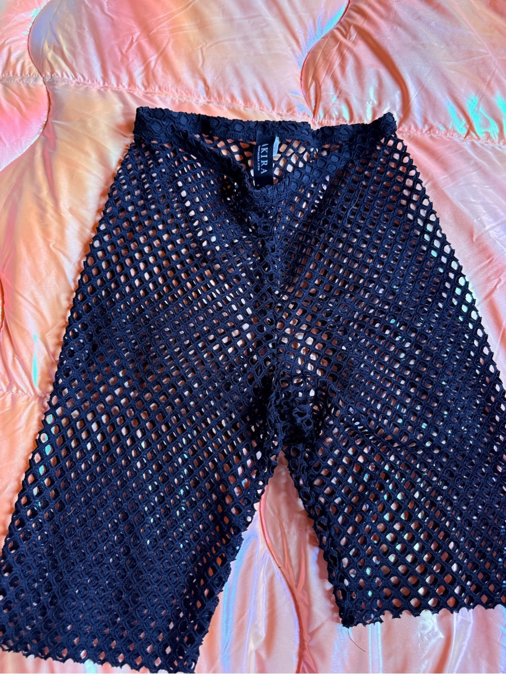 AKIRA Black Crochet Mesh Shorties